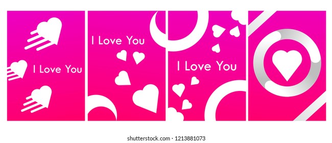 Romatic Love Covers, 4 Backgrounds Set