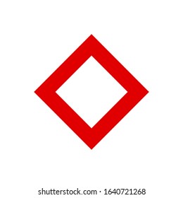 Romb icon simple design. Red diamond medical symbol