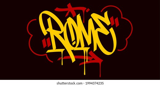 Rome Abstract Hip Hop Urban Hand Written Graffiti Style Vector Illustration Calligraphy Art