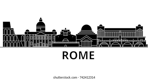 Rome architecture vector city skyline, travel cityscape with landmarks, buildings, isolated sights on background