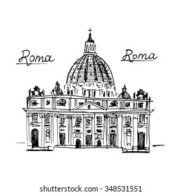 Rome architecture. Vector illustration isolated on white background