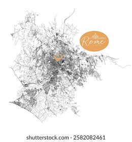 Rome capital city of Italy,Urban Streets Roads Map with city center location pin, illustration vector element image 