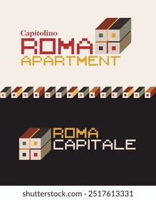 Rome Capitoline Museums, Logo. Vector texture and logo. Mosaic, logo for holiday apartment, historical Roman decoration