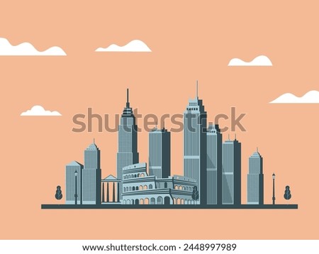 Rome city flat illustration background