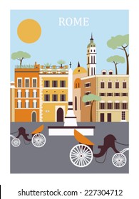 Rome city in  Italy in sunny day. Vector