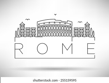 Rome City Line Silhouette Typographic Design