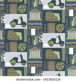 Rome city seamless decorative pattern design