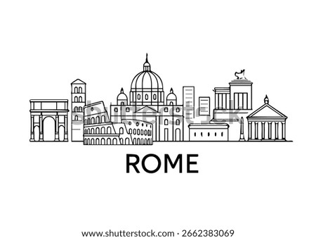 Rome city skyline vector on white background
Vector line city skyline