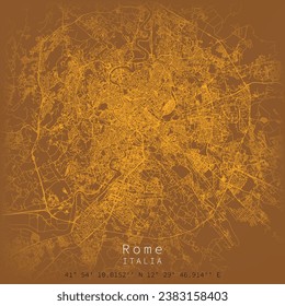 Mapa de carreteras de la ciudad de Roma, Mapa de calles urbanas de Roma, Mapa de Roma Italia con calle detallada, Muro de alta calidad imprimible para casa u oficina.