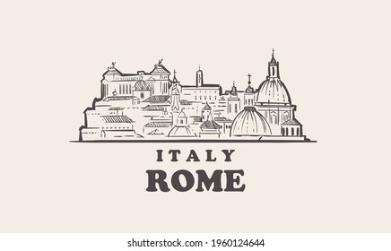 Rome cityscape sketch hand drawn ,italy vector illustration