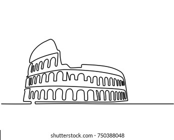 Rome, Coliseum. Editable continuous line icon Vector illustration
