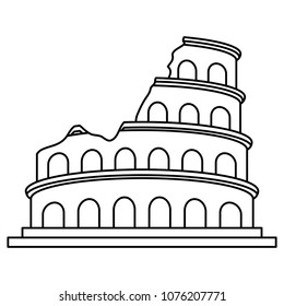 Rome coliseum monument on black and white