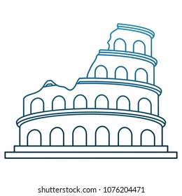 Rome coliseum monument on blue lines