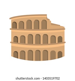 Rome colosseum architectural monument color vector icon. Flat design