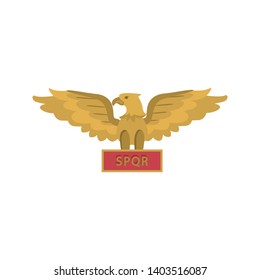 Rome golden eagle color vector icon. Flat design