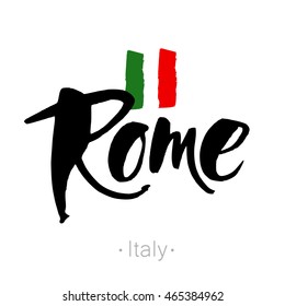 Rome Handlettering Calligraphy National Italy Flag Stock Vector ...