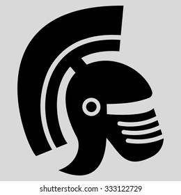 Rome Helmet vector icon. Style is flat symbol, black color, rounded angles, light gray background
