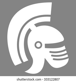 Rome Helmet vector icon. Style is flat symbol, white color, rounded angles, gray background