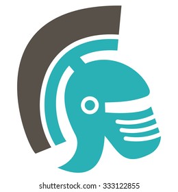 Rome Helmet vector icon. Style is bicolor flat symbol, grey and cyan colors, rounded angles, white background