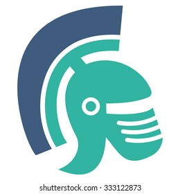 Rome Helmet vector icon. Style is bicolor flat symbol, cobalt and cyan colors, rounded angles, white background