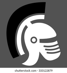 Rome Helmet vector icon. Style is bicolor flat symbol, black and white colors, rounded angles, gray background