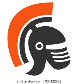 Rome Helmet vector icon. Style is bicolor flat symbol, orange and gray colors, rounded angles, white background