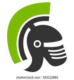 Rome Helmet vector icon. Style is bicolor flat symbol, eco green and gray colors, rounded angles, white background