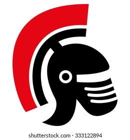 Rome Helmet vector icon. Style is bicolor flat symbol, intensive red and black colors, rounded angles, white background