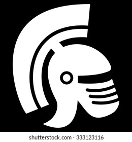 Rome Helmet vector icon. Style is flat symbol, white color, rounded angles, black background