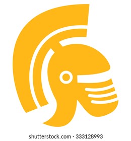 Rome Helmet vector icon. Style is flat symbol, yellow color, rounded angles, white background