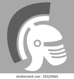 Rome Helmet vector icon. Style is bicolor flat symbol, dark gray and white colors, rounded angles, silver background