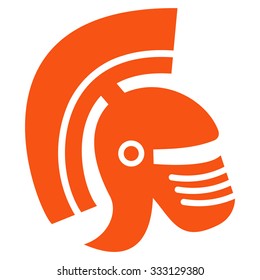 Rome Helmet vector icon. Style is flat symbol, orange color, rounded angles, white background