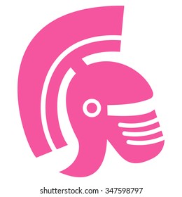 Rome Helmet vector icon. Style is flat symbol, pink color, rounded angles, white background