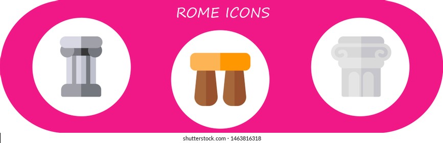 rome icon set. 3 flat rome icons.  Collection Of - column, stonehenge