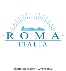 Rome Italy. Banner Design. City Skyline. Silhouette Vector. Famous Monuments.