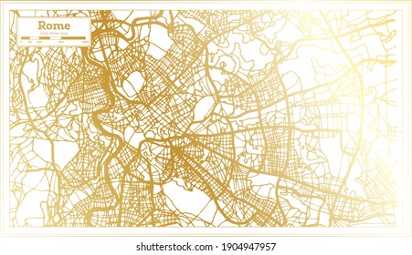 Rome Italy City Map in Retro Style in Golden Color. Outline Map. Vector Illustration.