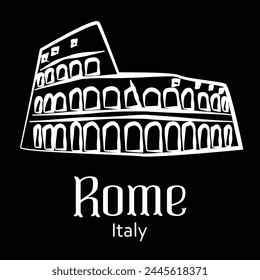 Rome Italy City Sign and Tourism Landmark