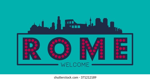 Rome Italy city skyline typographic illustration vector design