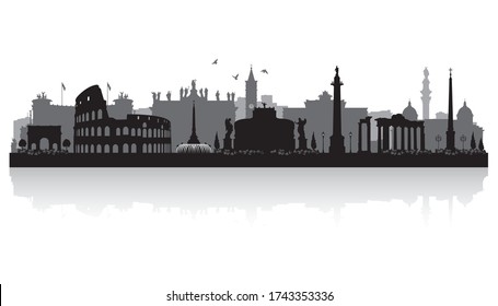 Rome Italy City Skyline Vector Silhouette Illustration