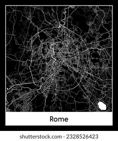 Rome Italy Europe City map black white vector illustration
