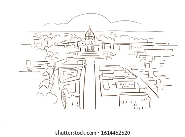 Rome Italy Europe vector sketch city illustration line art