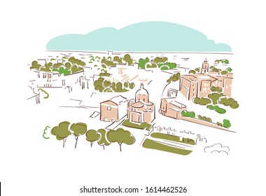 Rome Italy Europe vector sketch city illustration line art