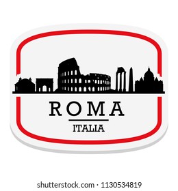 Rome Italy Label Stamp Icon Skyline City Design Tourism Logo.