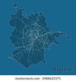 Rome, Italy map blueprint poster art