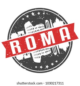 Rome Italy Round Travel Stamp. Icon Skyline City Design Vector. Seal Illustration Badge vector.