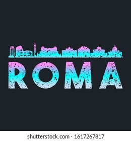 Rome Italy Skyline Abstract Textured. Banner Background. Colorful Shape Composition.