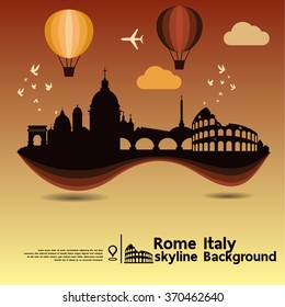 Rome, Italy, skyline background and  travel destination, vector Illustration