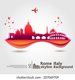 Rome, Italy, skyline background, vector Illustration