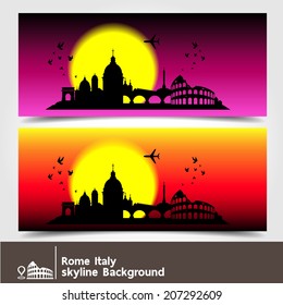 Rome, Italy, skyline background, vector Illustration