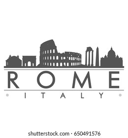 Rome Italy Skyline Silhouette Design City Vector Art Cut File Travel.